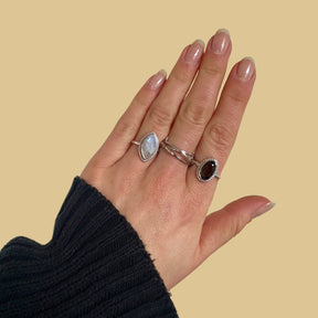 Vintage Luna Smoky Quartz ring silver